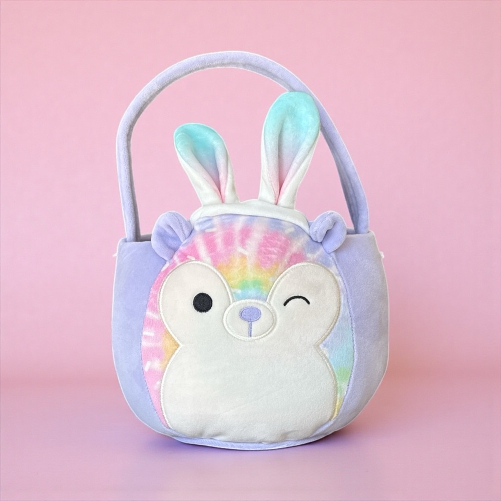 Squishmallows Babette the Hedgehog Tie-Dye Easter Basket. Like new - Picture 1 of 3